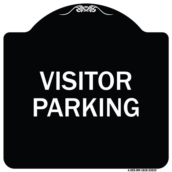 Reserved Parking Visitor Parking Heavy-Gauge Aluminum Architectural Sign, 18" x 18", BW-1818-23019